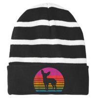 Retro 80s Chihuahua Chihuahua Lover Chihuahua Mom Striped Beanie with Solid Band