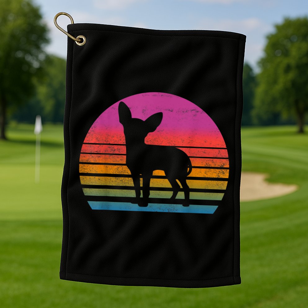 Retro 80s Chihuahua Chihuahua Lover Chihuahua Mom Golf Towel
