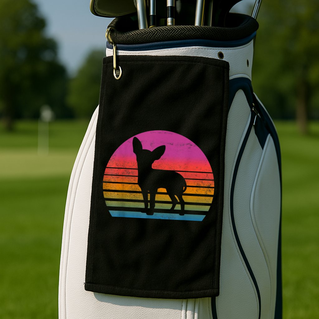 Retro 80s Chihuahua Chihuahua Lover Chihuahua Mom Golf Towel
