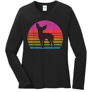 Retro 80s Chihuahua Chihuahua Lover Chihuahua Mom Ladies Long Sleeve Shirt