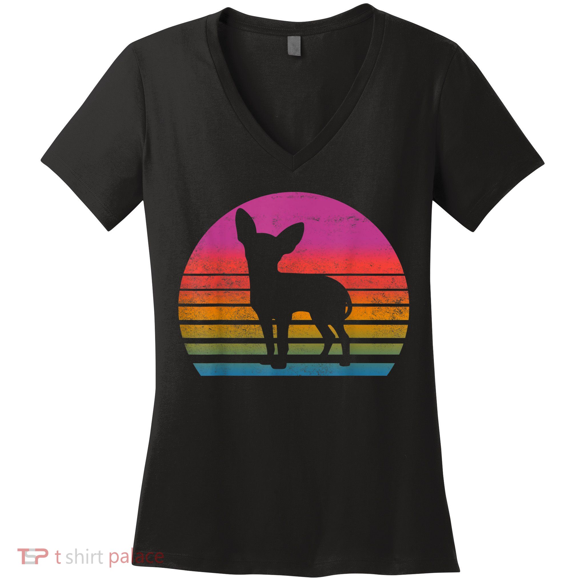 Retro 80s Chihuahua Chihuahua Lover Chihuahua Mom Women's V-Neck T-Shirt