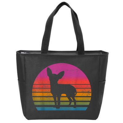 Retro 80s Chihuahua Chihuahua Lover Chihuahua Mom Zip Tote Bag