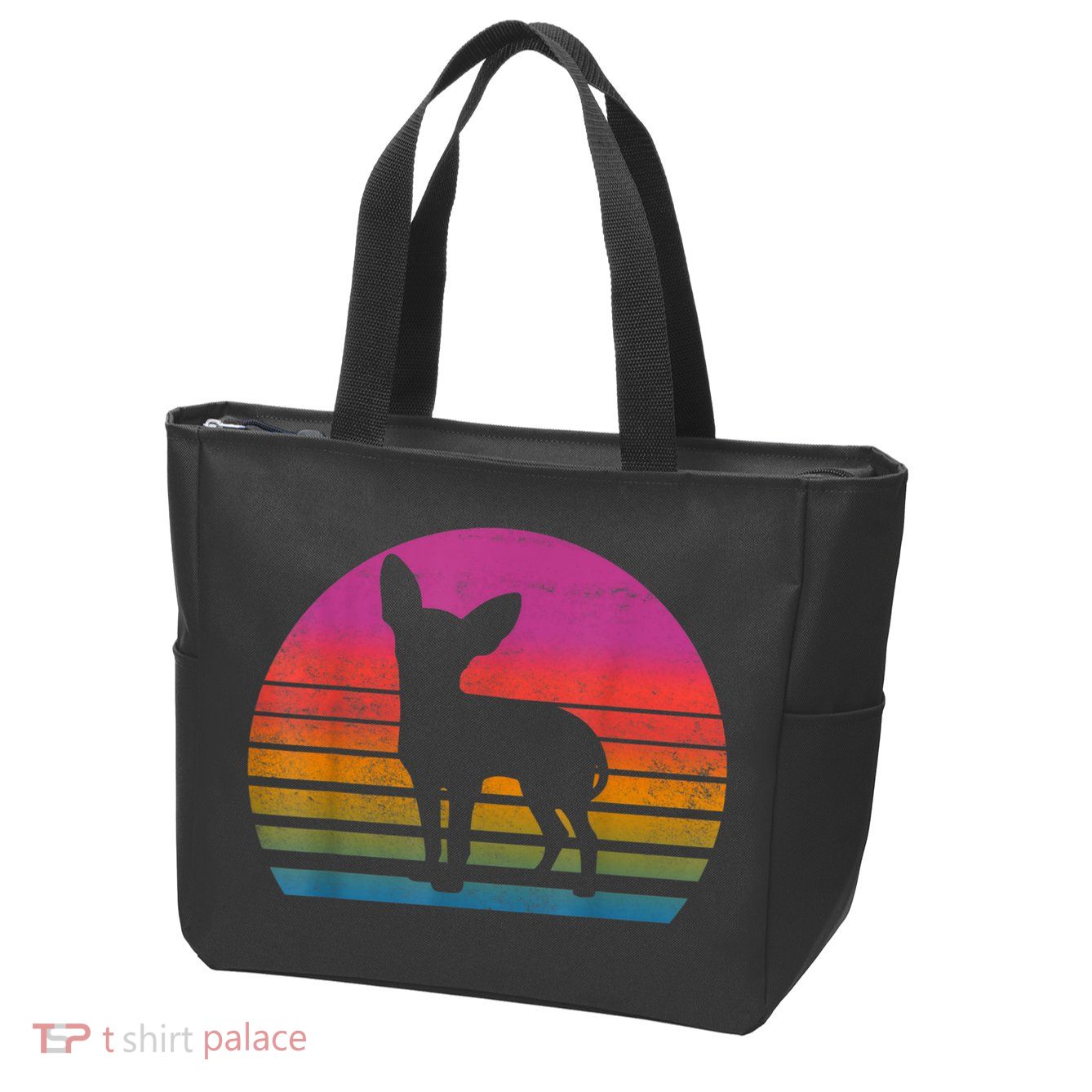 Retro 80s Chihuahua Chihuahua Lover Chihuahua Mom Zip Tote Bag