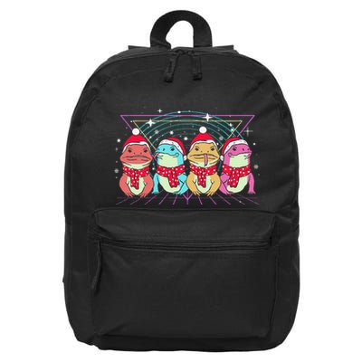 Retro 8s0s Christmas Komodo Monitor Santa Hat Komodo Dragon 16 in Basic Backpack