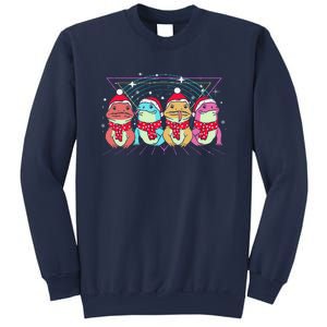 Retro 8s0s Christmas Komodo Monitor Santa Hat Komodo Dragon Sweatshirt