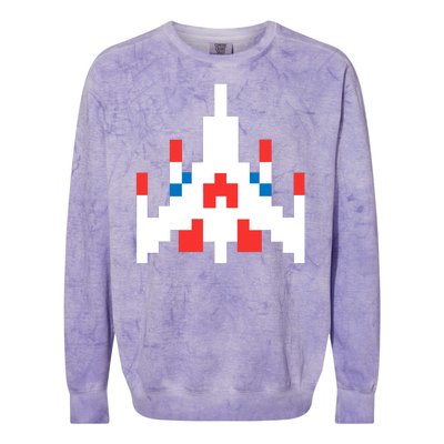 Retro 80's Computer Game Space Ship Colorblast Crewneck Sweatshirt