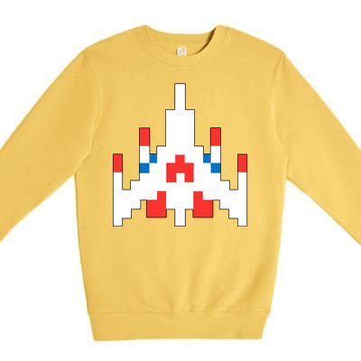 Retro 80's Computer Game Space Ship Premium Crewneck Sweatshirt