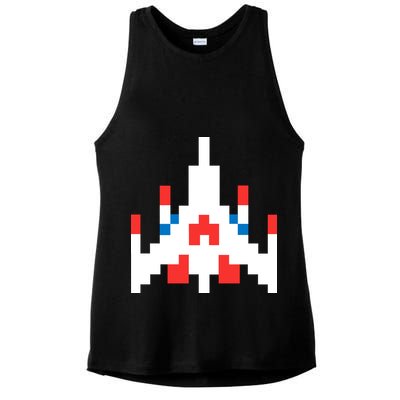 Retro 80's Computer Game Space Ship Ladies PosiCharge Tri-Blend Wicking Tank