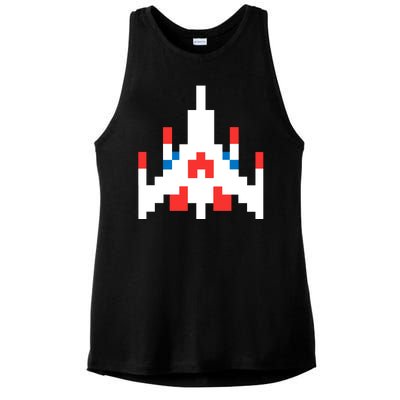 Retro 80's Computer Game Space Ship Ladies PosiCharge Tri-Blend Wicking Tank