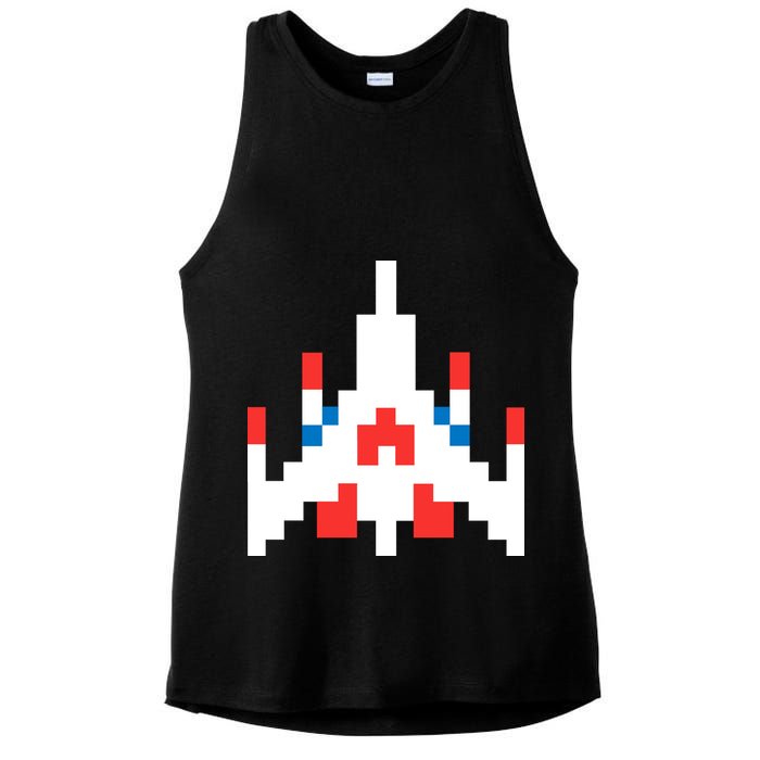 Retro 80's Computer Game Space Ship Ladies PosiCharge Tri-Blend Wicking Tank