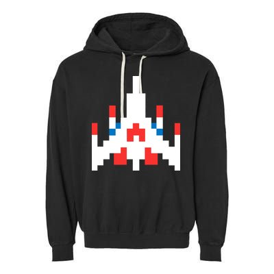 Retro 80's Computer Game Space Ship Garment-Dyed Fleece Hoodie