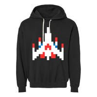 Retro 80's Computer Game Space Ship Garment-Dyed Fleece Hoodie