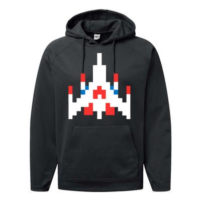 Retro 80's Computer Game Space Ship Performance Fleece Hoodie