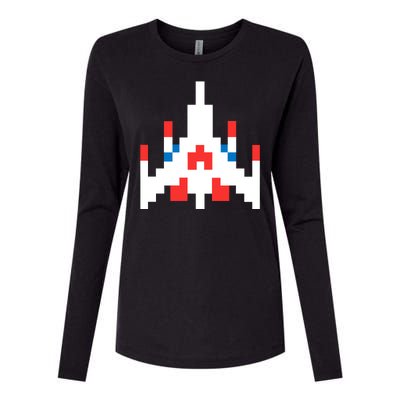 Retro 80's Computer Game Space Ship Womens Cotton Relaxed Long Sleeve T-Shirt