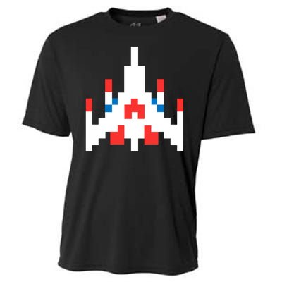 Retro 80's Computer Game Space Ship Cooling Performance Crew T-Shirt