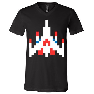 Retro 80's Computer Game Space Ship V-Neck T-Shirt