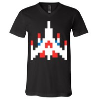 Retro 80's Computer Game Space Ship V-Neck T-Shirt