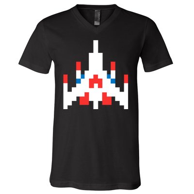 Retro 80's Computer Game Space Ship V-Neck T-Shirt