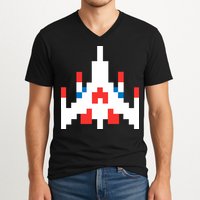 Retro 80's Computer Game Space Ship V-Neck T-Shirt