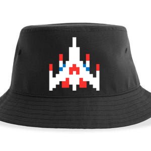 Retro 80's Computer Game Space Ship Sustainable Bucket Hat