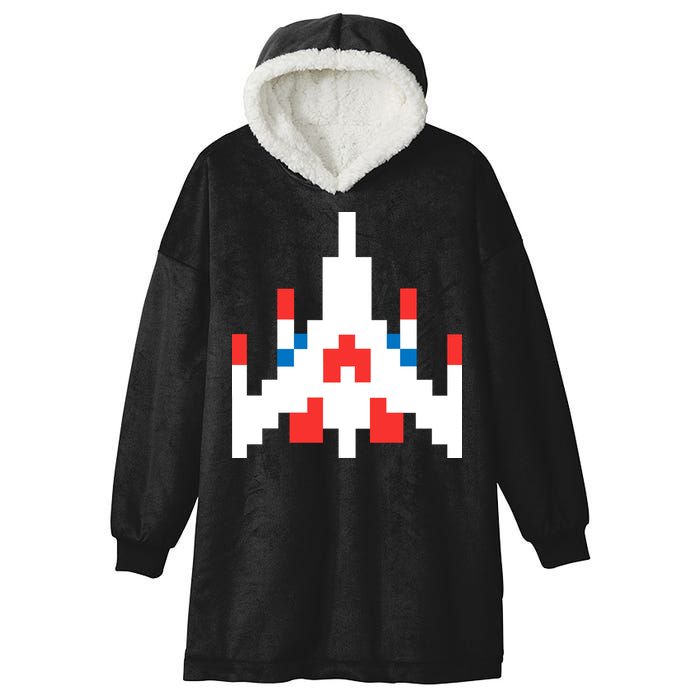 Retro 80's Computer Game Space Ship Hooded Wearable Blanket