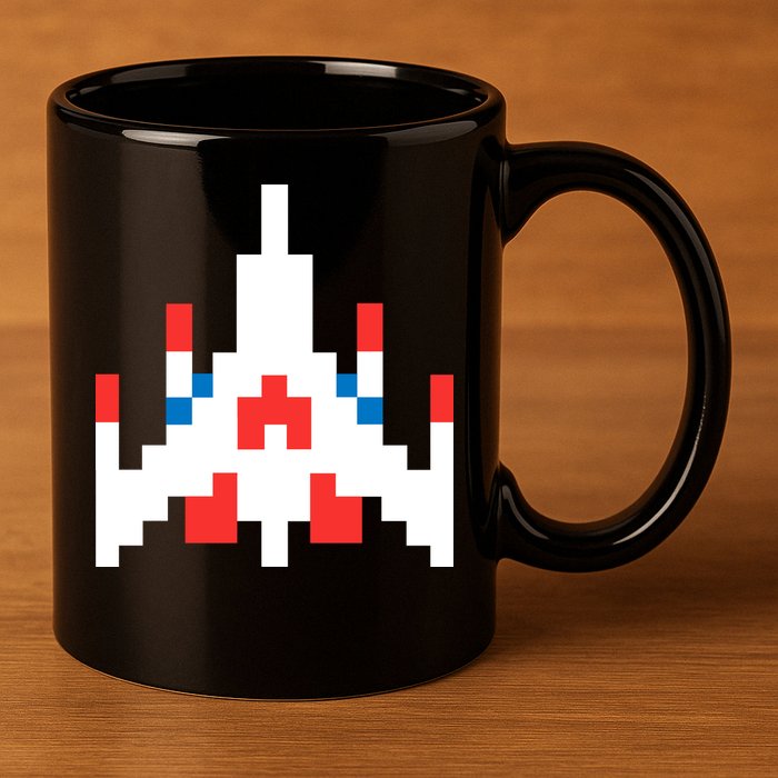 Retro 80's Computer Game Space Ship 11oz C Handle Ceramic Mug