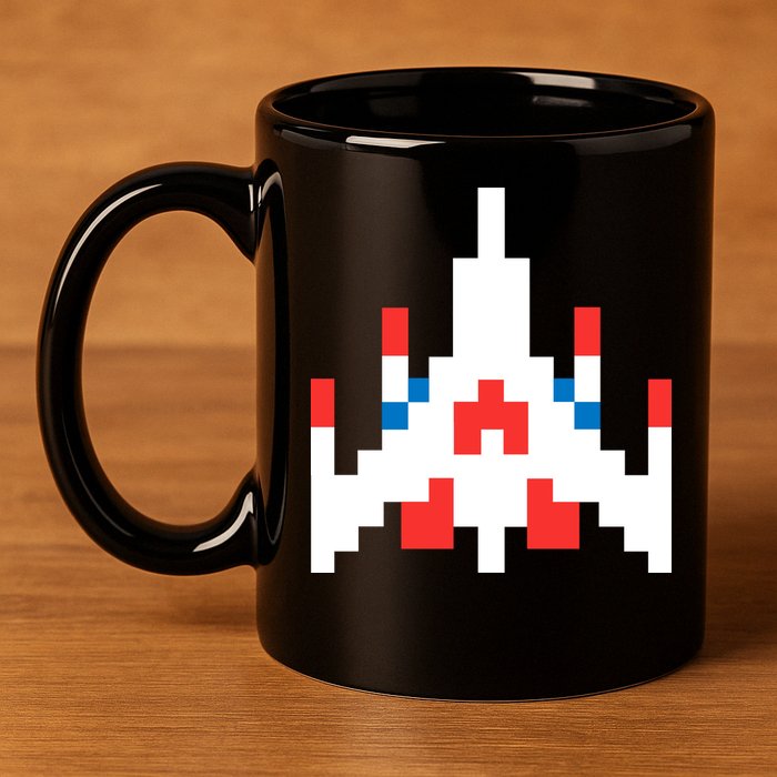 Retro 80's Computer Game Space Ship 11oz C Handle Ceramic Mug