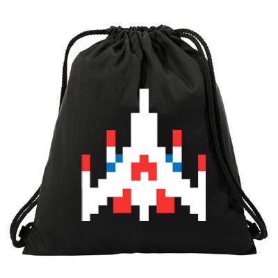 Retro 80's Computer Game Space Ship Drawstring Bag