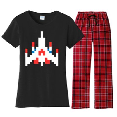 Retro 80's Computer Game Space Ship Women's Flannel Pajama Set