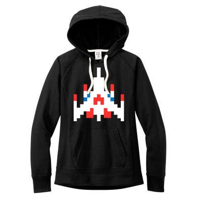 Retro 80's Computer Game Space Ship Women's Fleece Hoodie