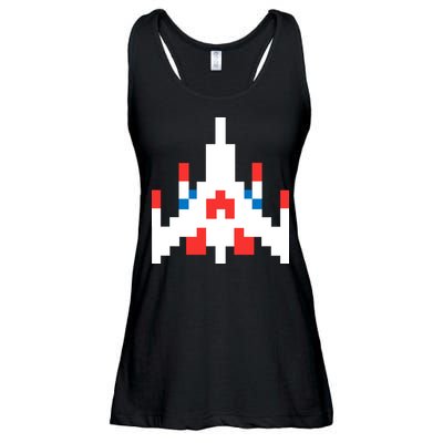 Retro 80's Computer Game Space Ship Ladies Essential Flowy Tank
