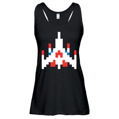 Retro 80's Computer Game Space Ship Ladies Essential Flowy Tank