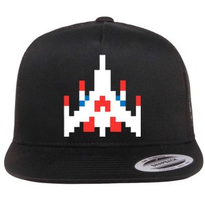 Retro 80's Computer Game Space Ship Flat Bill Trucker Hat