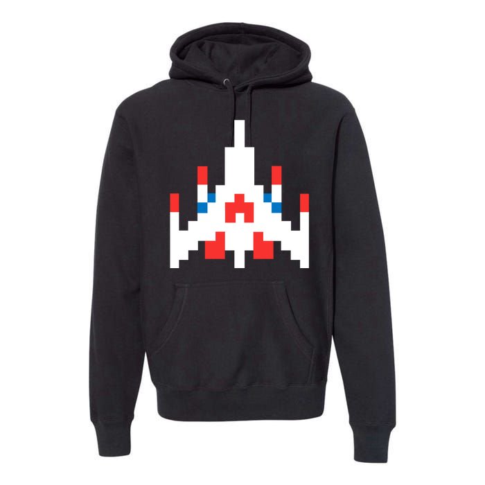 Retro 80's Computer Game Space Ship Premium Hoodie