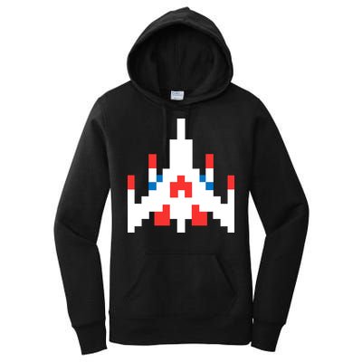 Retro 80's Computer Game Space Ship Women's Pullover Hoodie
