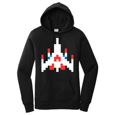 Retro 80's Computer Game Space Ship Women's Pullover Hoodie