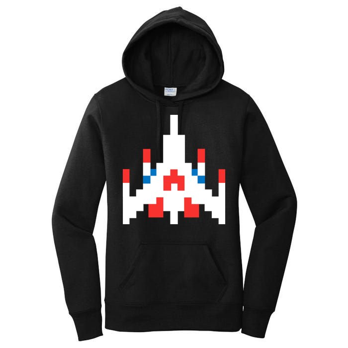 Retro 80's Computer Game Space Ship Women's Pullover Hoodie