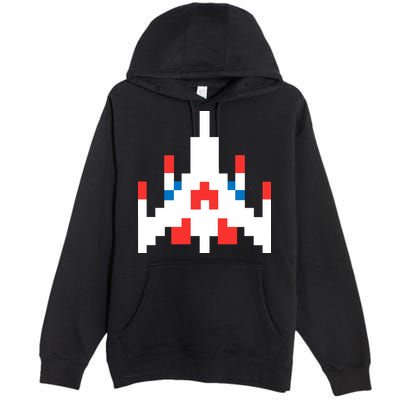 Retro 80's Computer Game Space Ship Premium Pullover Hoodie
