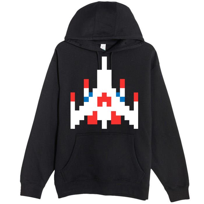 Retro 80's Computer Game Space Ship Premium Pullover Hoodie