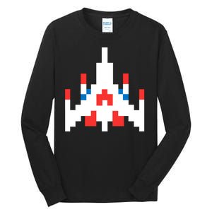 Retro 80's Computer Game Space Ship Tall Long Sleeve T-Shirt