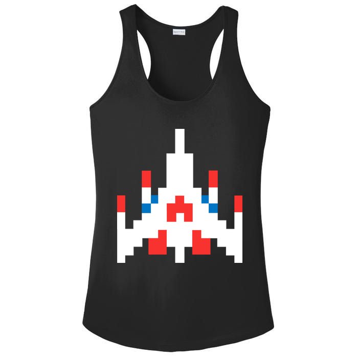 Retro 80's Computer Game Space Ship Ladies PosiCharge Competitor Racerback Tank