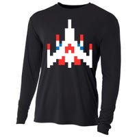 Retro 80's Computer Game Space Ship Cooling Performance Long Sleeve Crew