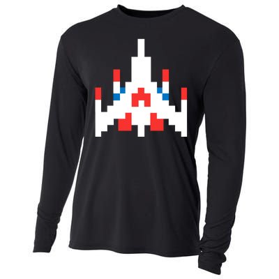 Retro 80's Computer Game Space Ship Cooling Performance Long Sleeve Crew