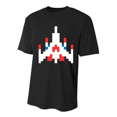 Retro 80's Computer Game Space Ship Youth Performance Sprint T-Shirt