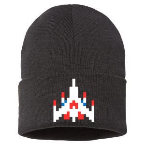 Retro 80's Computer Game Space Ship Sustainable Knit Beanie