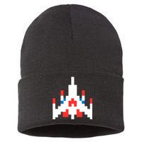 Retro 80's Computer Game Space Ship Sustainable Knit Beanie