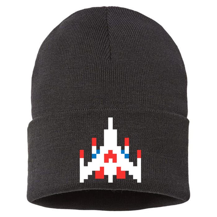 Retro 80's Computer Game Space Ship Sustainable Knit Beanie