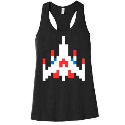 Retro 80's Computer Game Space Ship Women's Racerback Tank