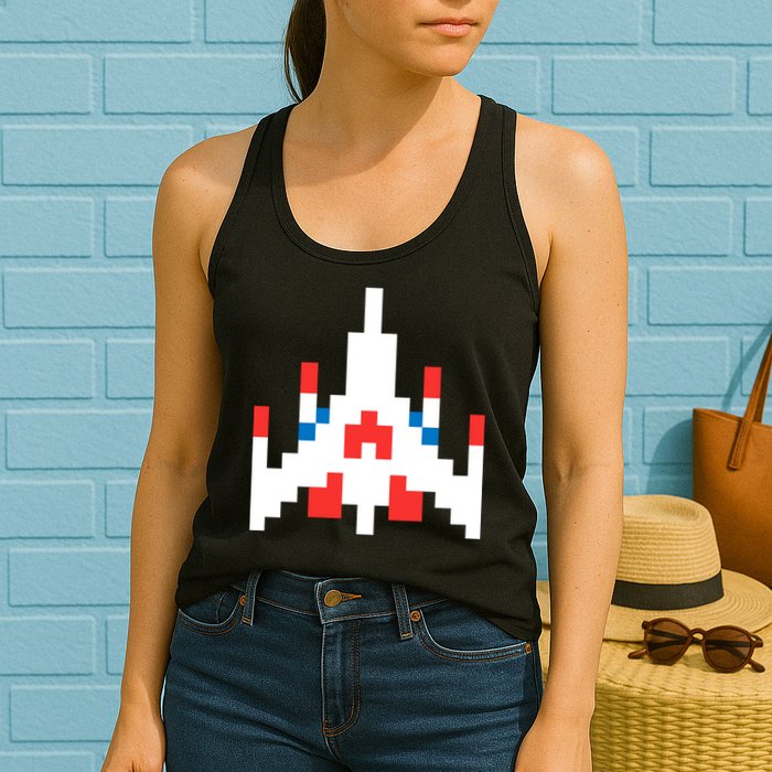 Retro 80's Computer Game Space Ship Womens Tank Top
