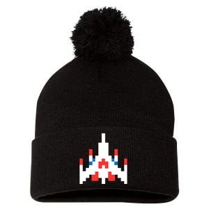 Retro 80's Computer Game Space Ship Pom Pom 12in Knit Beanie